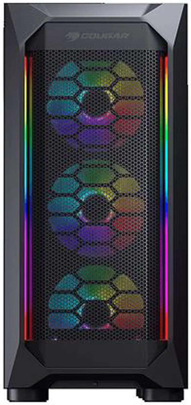 Alt view image 2 of 10 - COUGAR MX410 Mesh-G RGB Black ATX Mid Tower Powerful and Compact Mid-Tower Case with Mesh Front Panel and Tempered Glass Built-in 4 RGB Fan