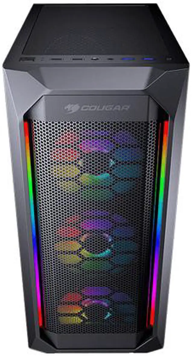 Alt view image 3 of 10 - COUGAR MX410 Mesh-G RGB Black ATX Mid Tower Powerful and Compact Mid-Tower Case with Mesh Front Panel and Tempered Glass Built-in 4 RGB Fan
