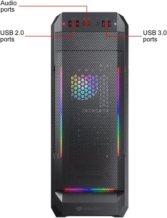 Alt view image 3 of 10 - COUGAR MX331 Mesh-G Black Powerful Airflow Mid-Tower Computer Case with Stunning RGB and Tempered Glass