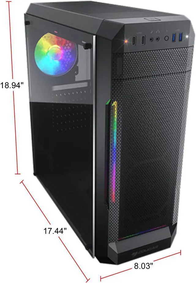 Alt view image 8 of 10 - COUGAR MX331 Mesh-G Black Powerful Airflow Mid-Tower Computer Case with Stunning RGB and Tempered Glass