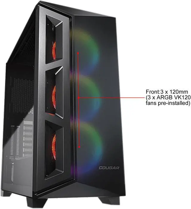 Alt view image 2 of 10 - COUGAR Dark Blader X5 RGB Black Distinctive RGB Mid-Tower Case with Superior Airflow
