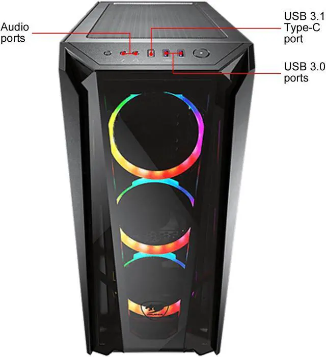 Alt view image 4 of 10 - COUGAR MX660 T RGB Black Steel / Plastic / Tempered Glass ATX Mid Tower Computer Case with Transparent Front Panel and Clear Tempered Glass Left Panel