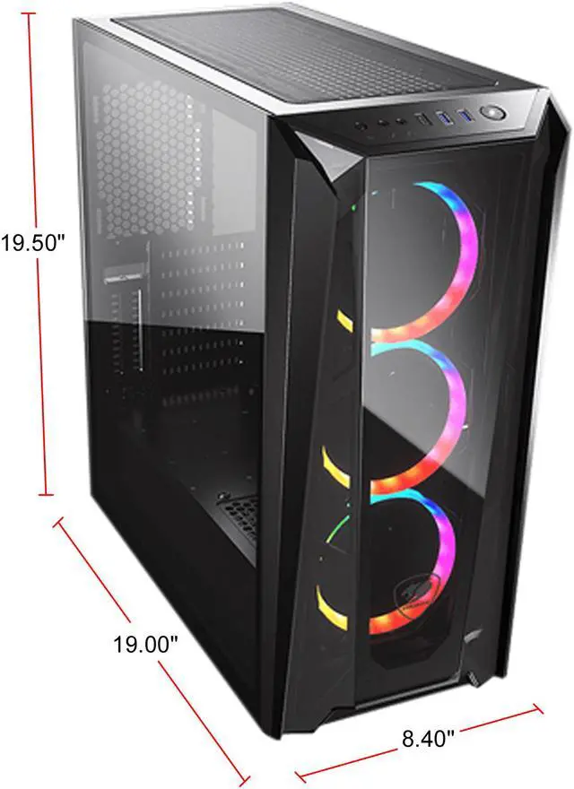 Alt view image 9 of 10 - COUGAR MX660 T RGB Black Steel / Plastic / Tempered Glass ATX Mid Tower Computer Case with Transparent Front Panel and Clear Tempered Glass Left Panel
