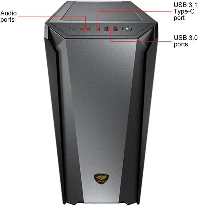 Alt view image 3 of 10 - COUGAR MX660 Iron RGB-Dark Dark Black Steel / Plastic / Tempered Glass ATX Mid Tower Computer Case with Iron Front Panel and Clear Tempered Glass Left Panel