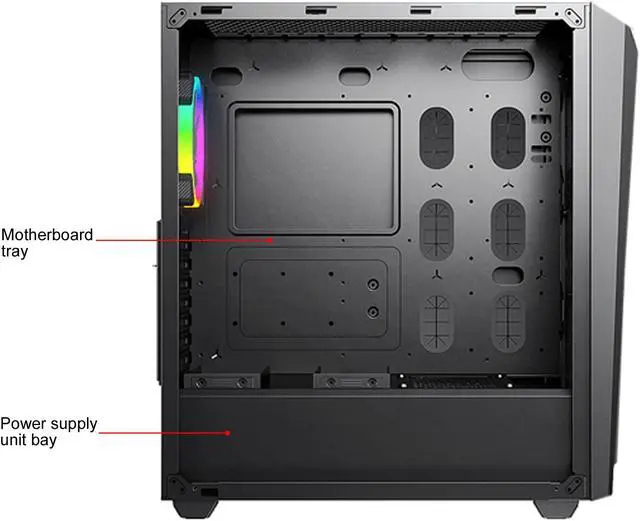 Alt view image 5 of 10 - COUGAR MX660 Iron RGB-Dark Dark Black Steel / Plastic / Tempered Glass ATX Mid Tower Computer Case with Iron Front Panel and Clear Tempered Glass Left Panel