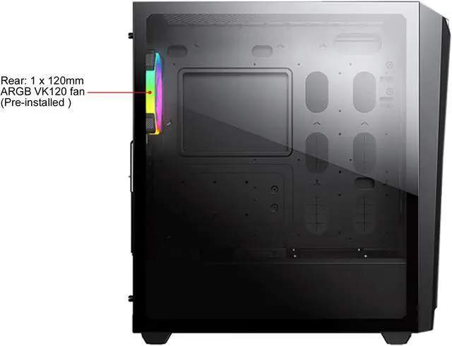 Alt view image 7 of 10 - COUGAR MX660 Iron RGB-Dark Dark Black Steel / Plastic / Tempered Glass ATX Mid Tower Computer Case with Iron Front Panel and Clear Tempered Glass Left Panel