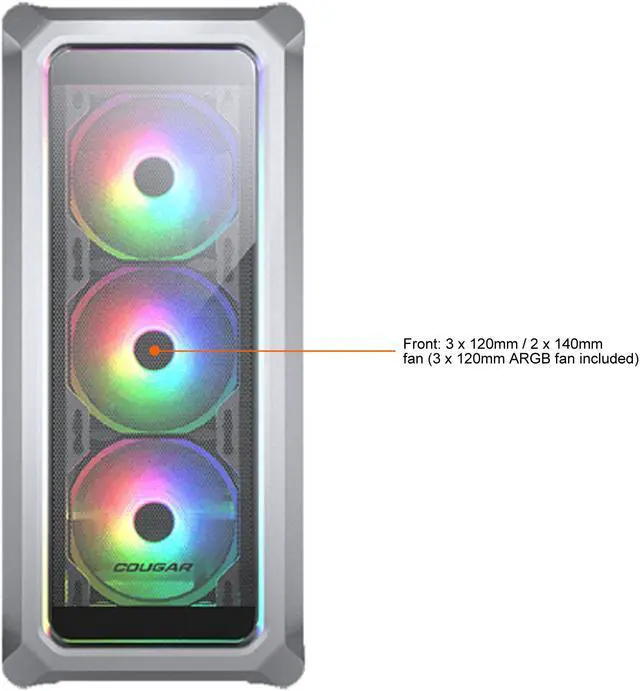 Alt view image 3 of 10 - COUGAR Archon 2 RGB White ATX Mid Tower Computer Case