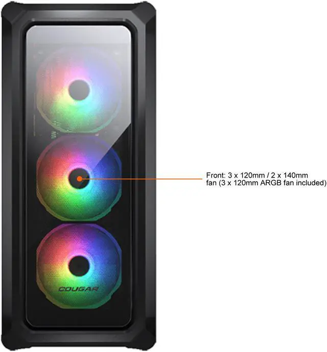 Alt view image 3 of 10 - COUGAR Archon 2 RGB Black ATX Mid Tower Computer Case