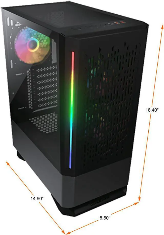 Alt view image 5 of 10 - COUGAR MX430 Air RGB Compact ARGB Mid Tower Case with Modern Patterned Air Vents, Black