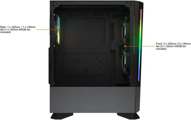 Alt view image 10 of 10 - COUGAR MX430 Air RGB Compact ARGB Mid Tower Case with Modern Patterned Air Vents, Black