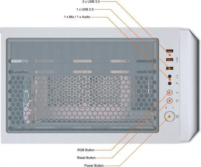 Alt view image 7 of 10 - COUGAR MX430 Air RGB White ATX Mid Tower Computer Case