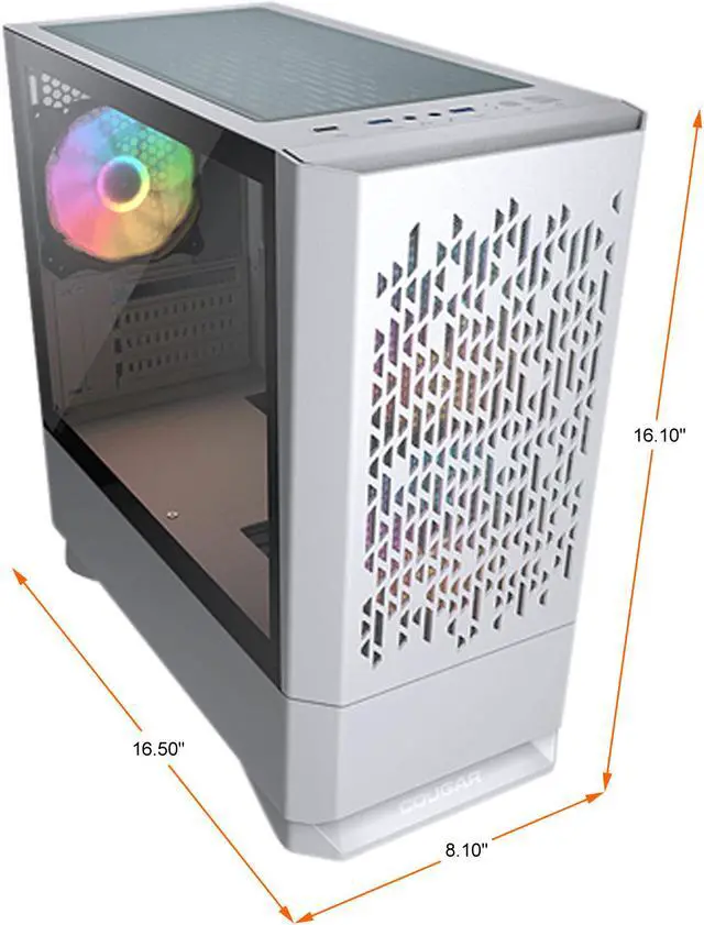 Alt view image 5 of 10 - COUGAR MG140 Air RGB White Micro ATX Tower Computer Case