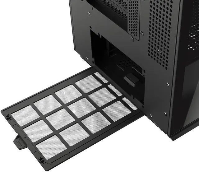 Alt view image 12 of 15 - COUGAR FV270 Black Mid Tower Gaming Case with Tempered Curved Glass, 120mm Reversed ARGB PWM Bottom Fan pre-installed, Compatible with reverse cable/connector motherboard