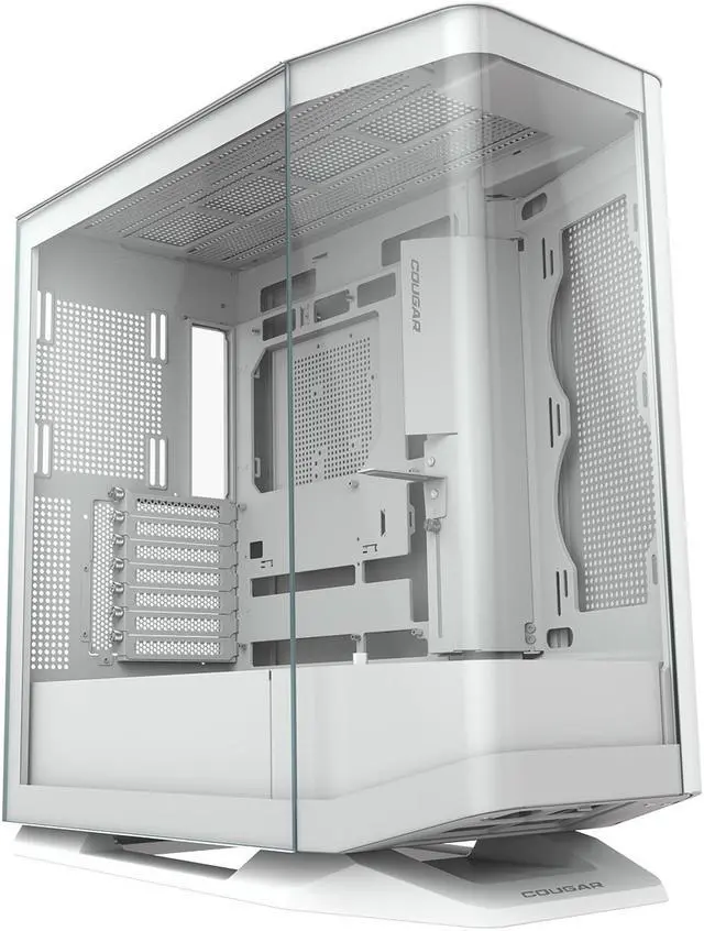 Main image of COUGAR FV270 White Mid Tower Gaming Case with Tempered Curved Glass, 120mm Reversed ARGB PWM Bottom Fan pre-installed, Compatible with reverse cable/connector motherboard
