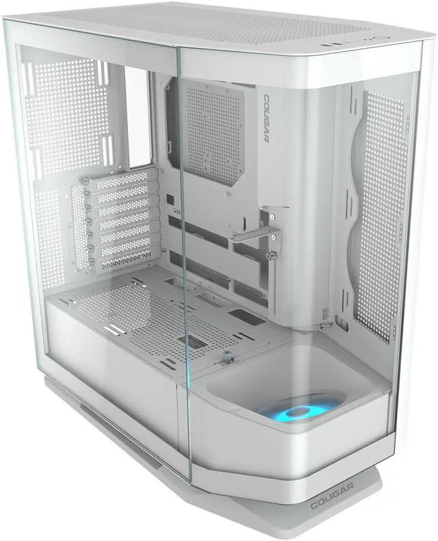 Alt view image 2 of 16 - COUGAR FV270 White Mid Tower Gaming Case with Tempered Curved Glass, 120mm Reversed ARGB PWM Bottom Fan pre-installed, Compatible with reverse cable/connector motherboard