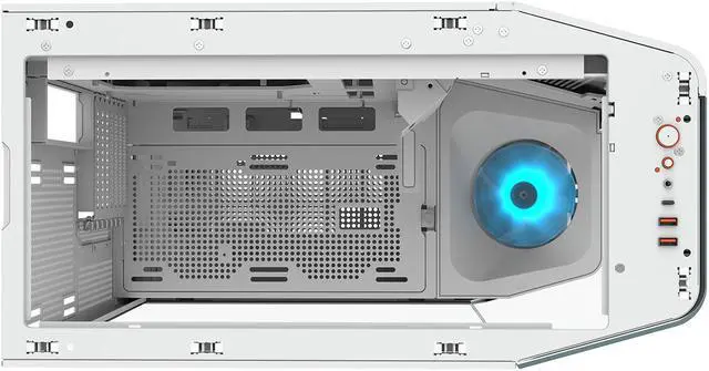 Alt view image 10 of 16 - COUGAR FV270 White Mid Tower Gaming Case with Tempered Curved Glass, 120mm Reversed ARGB PWM Bottom Fan pre-installed, Compatible with reverse cable/connector motherboard