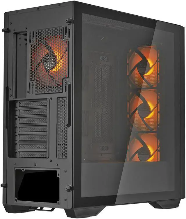 Alt view image 4 of 9 - Cougar Uniface RGB PC Gaming Case Mid Tower for Mini ITX/Micro ATX/ATX/CEB/E-ATX MB, Supports 400mm GPU, RGB Fans Pre-Installed 3X 120mm Front 1x 120mm Back Tempered Glass Panel, Black
