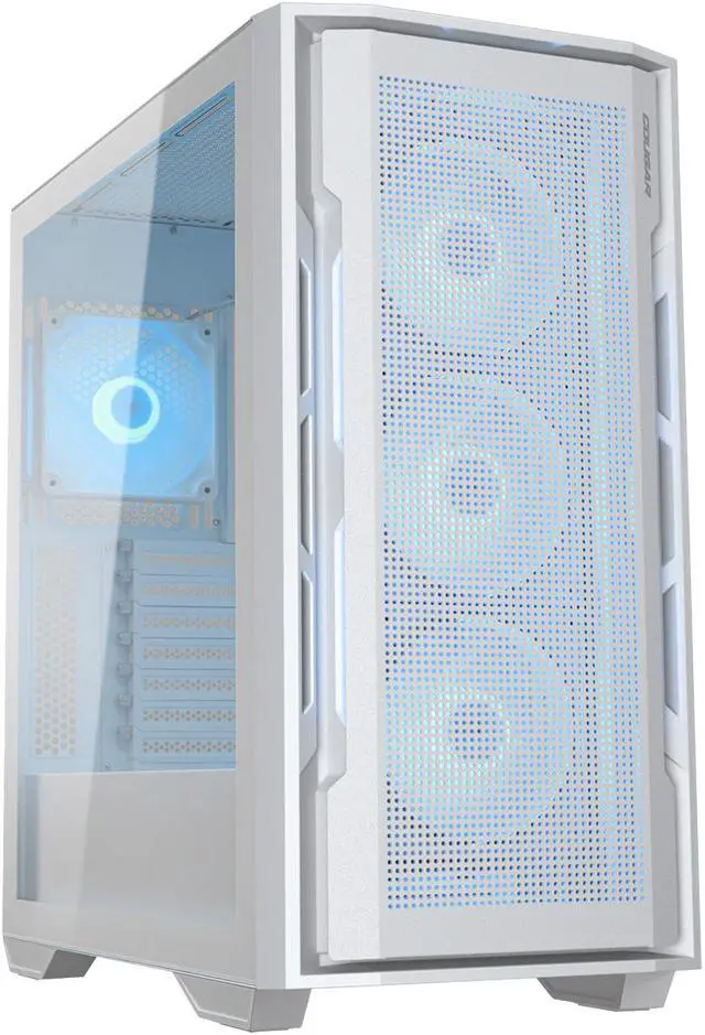 Main image of Cougar Uniface RGB PC Gaming Case Mid Tower for Mini ITX/Micro ATX/ATX/CEB/E-ATX MB, Supports 400mm GPU, RGB Fans Pre-Installed 3X 120mm Front 1x 120mm Back Tempered Glass Panel, White