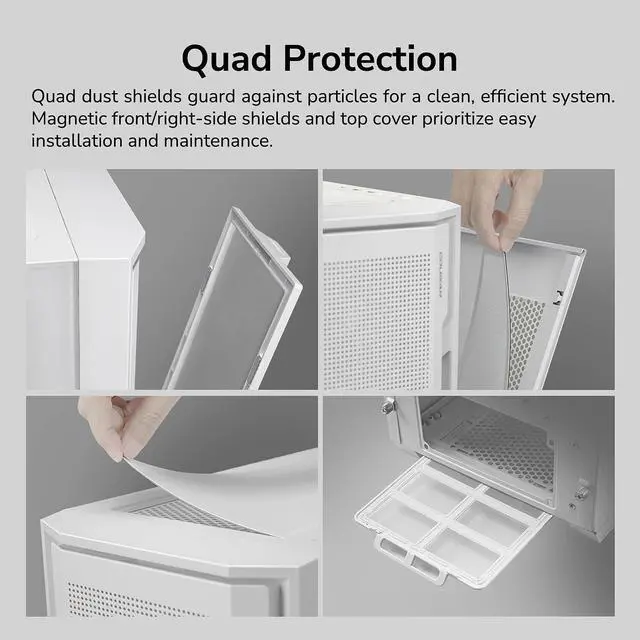 Alt view image 14 of 18 - Cougar Uniface RGB PC Gaming Case Mid Tower for Mini ITX/Micro ATX/ATX/CEB/E-ATX MB, Supports 400mm GPU, RGB Fans Pre-Installed 3X 120mm Front 1x 120mm Back Tempered Glass Panel, White