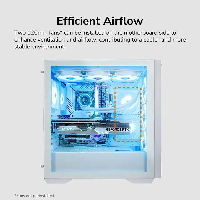 Alt view image 16 of 18 - Cougar Uniface RGB PC Gaming Case Mid Tower for Mini ITX/Micro ATX/ATX/CEB/E-ATX MB, Supports 400mm GPU, RGB Fans Pre-Installed 3X 120mm Front 1x 120mm Back Tempered Glass Panel, White