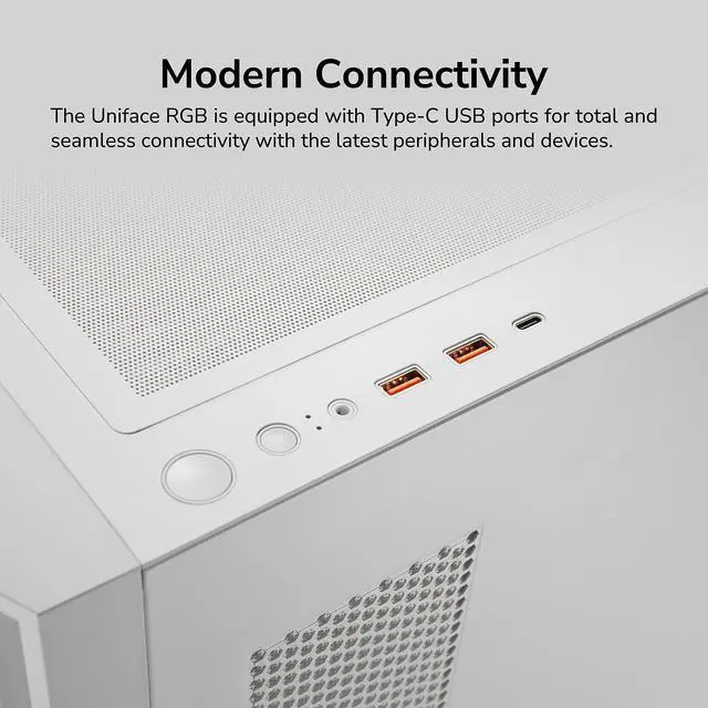 Alt view image 18 of 18 - Cougar Uniface RGB PC Gaming Case Mid Tower for Mini ITX/Micro ATX/ATX/CEB/E-ATX MB, Supports 400mm GPU, RGB Fans Pre-Installed 3X 120mm Front 1x 120mm Back Tempered Glass Panel, White