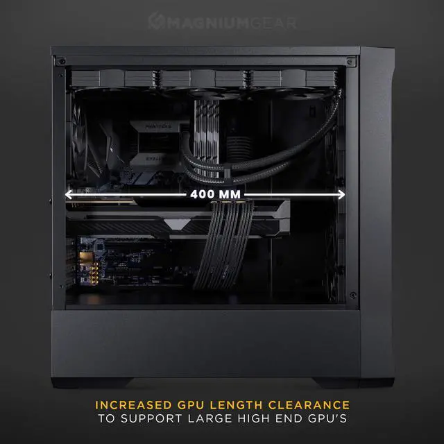 Alt view image 5 of 6 - MagniumGear Neo Air 2 ATX Mid-tower, High Airflow wood texture front panel design, 4x 120 Black fans, Tempered Glass, Black