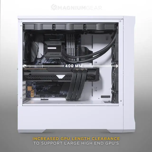 Alt view image 5 of 6 - MagniumGear Neo Air 2 ATX Mid-tower, High Airflow wood texture front panel design, 4x 120 Black fans, Tempered Glass, White
