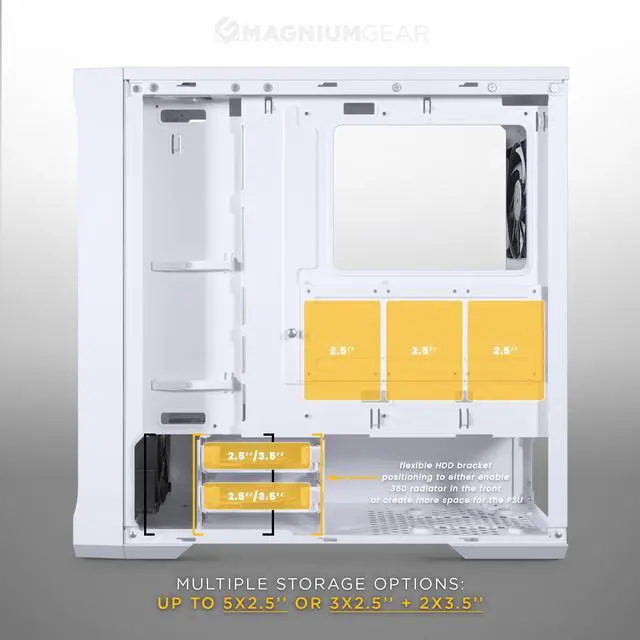 Alt view image 6 of 6 - MagniumGear Neo Air 2 ATX Mid-tower, High Airflow wood texture front panel design, 4x 120 Black fans, Tempered Glass, White