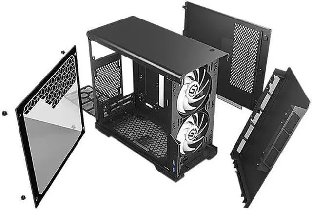 Alt view image 8 of 8 - MetallicGear Neo Mini V2 Series Mini-ITX Case, Compact Chassis, Compact Chassis, Sand Blasted Aluminum, Tempered Glass Panel, Liquid Cooling Ready - Black