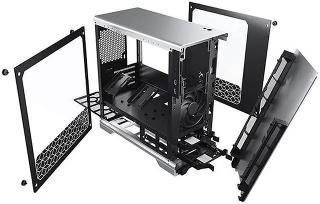 Alt view image 8 of 8 - MetallicGear Neo V2 Micro-ATX Case, Compact Chassis, Sand Blasted Aluminum, Dual Tempered Glass Side Panels, Silver