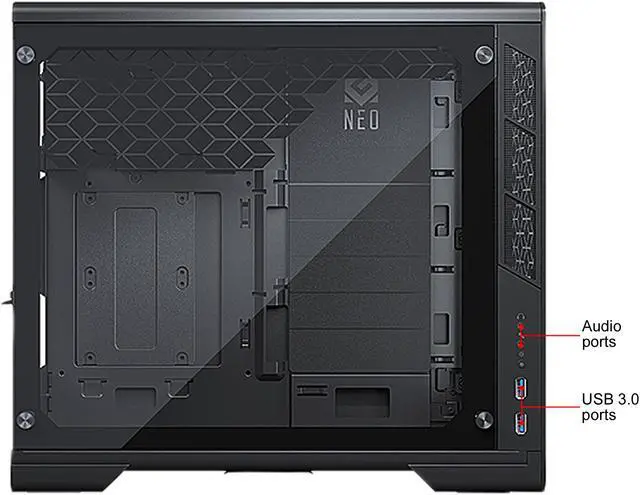 Alt view image 6 of 10 - MetallicGear Neo-G V2 Mini-ITX Case, Compact Chassis, Sand Blasted Aluminum, Tempered Glass Panels, Black