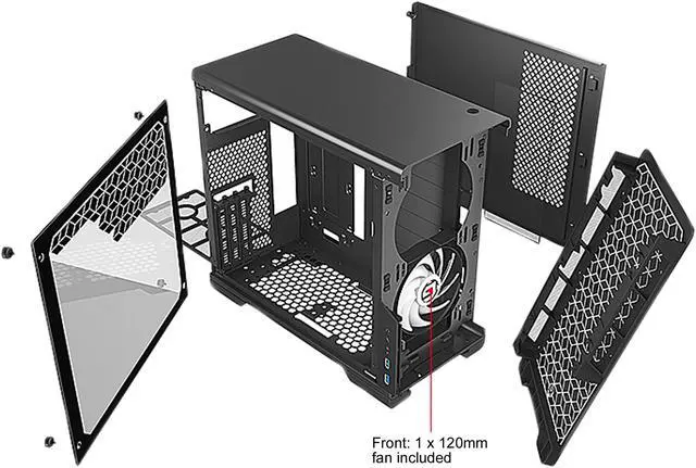 Alt view image 7 of 10 - MetallicGear Neo-G V2 Mini-ITX Case, Compact Chassis, Sand Blasted Aluminum, Tempered Glass Panels, Black