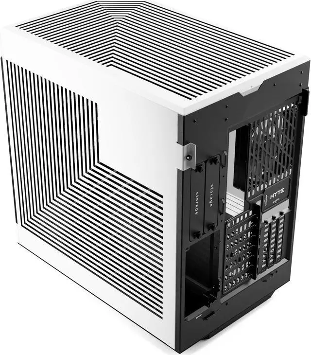 Alt view image 8 of 9 - HYTE Y60 Modern Aesthetic Dual Chamber Panoramic Tempered Glass Mid-Tower ATX Computer Gaming Case with PCIe 4.0 Riser Cable Included, White