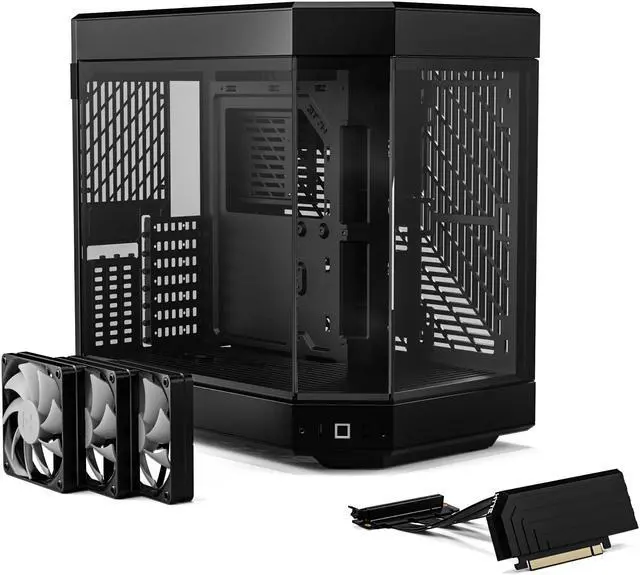 Alt view image 6 of 9 - HYTE Y60 Modern Aesthetic Dual Chamber Panoramic Tempered Glass Mid-Tower ATX Computer Gaming Case with PCIe 4.0 Riser Cable Included, Black