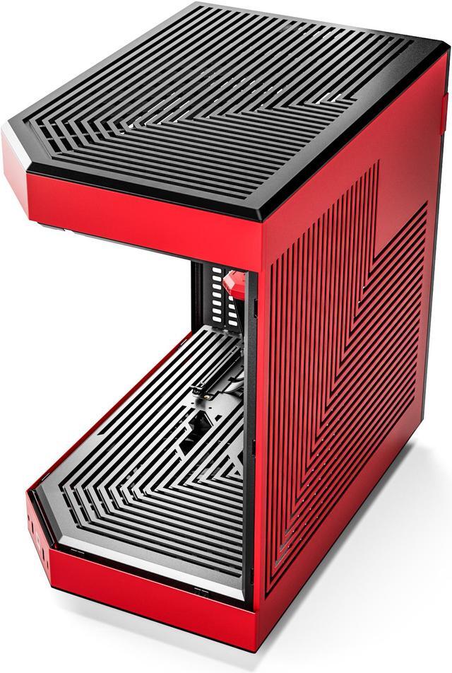 Alt view image 5 of 6 - HYTE Y60 Modern Aesthetic Dual Chamber Panoramic Tempered Glass Mid-Tower ATX Computer Gaming Case with PCIe 4.0 Riser Cable Included, Red