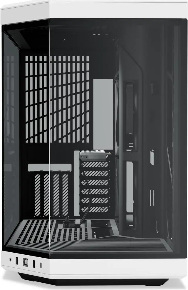 Alt view image 2 of 7 - HYTE Y70 CS-HYTE-Y70-BW Dual Chamber Mid-Tower ATX Case with PCIe 4.0 Express Riser Cable Included, White/Black