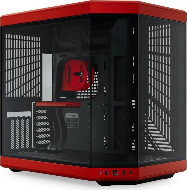 Main image of HYTE Y70 CS-HYTE-Y70-BR Dual Chamber Mid-Tower ATX Case with PCIe 4.0 Express Riser Cable Included, Red/Black