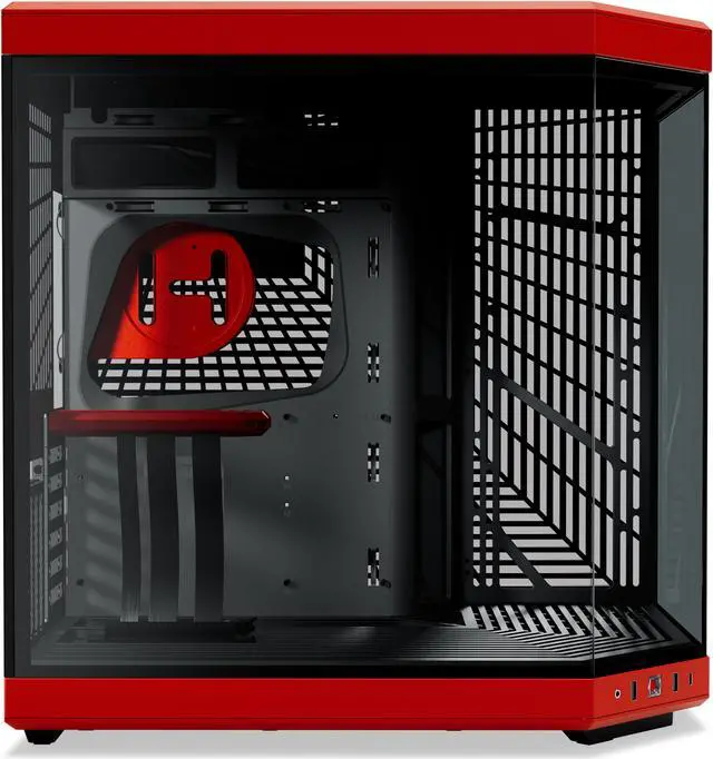 Alt view image 3 of 6 - HYTE Y70 CS-HYTE-Y70-BR Dual Chamber Mid-Tower ATX Case with PCIe 4.0 Express Riser Cable Included, Red/Black