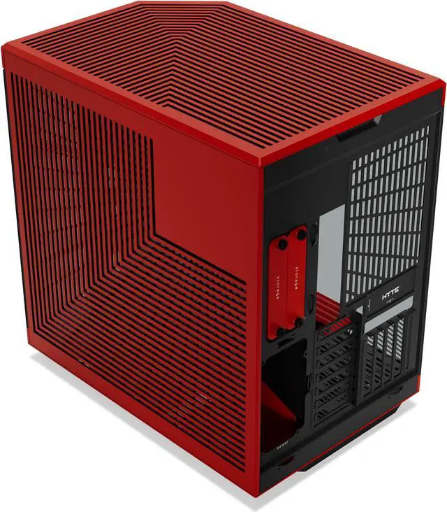 Alt view image 4 of 6 - HYTE Y70 CS-HYTE-Y70-BR Dual Chamber Mid-Tower ATX Case with PCIe 4.0 Express Riser Cable Included, Red/Black