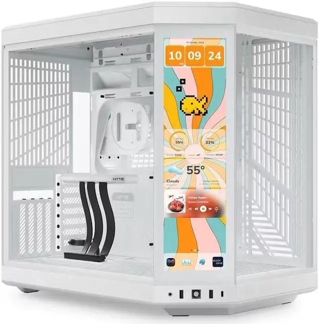 Main image of HYTE Y70 touch infinite Dual Chamber ATX Mid Tower Modern Aesthetic Case With Integrated 2.5K LCD Touchscreen - Snow White