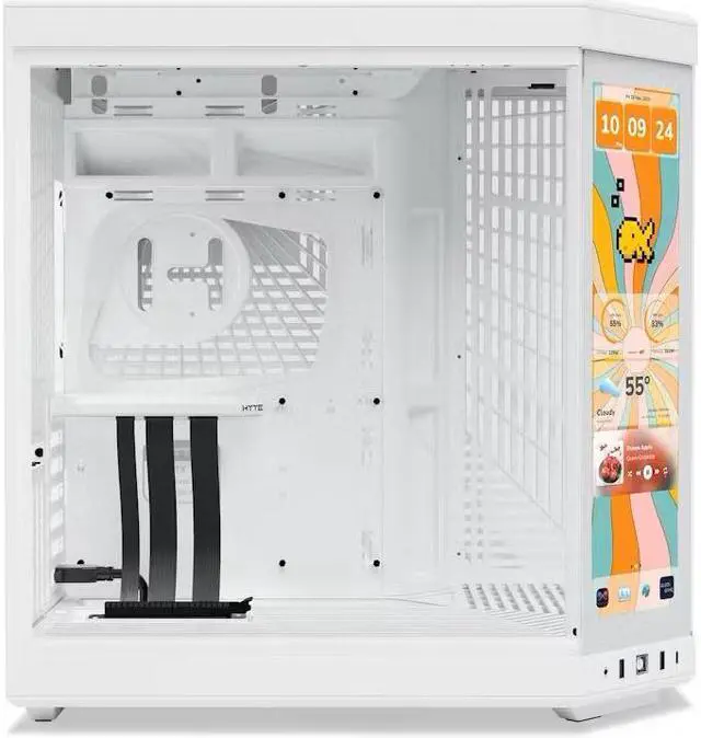 Alt view image 3 of 6 - HYTE Y70 touch infinite Dual Chamber ATX Mid Tower Modern Aesthetic Case With Integrated 2.5K LCD Touchscreen - Snow White