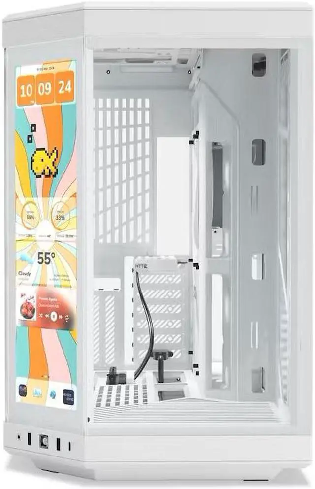Alt view image 2 of 6 - HYTE Y70 touch infinite Dual Chamber ATX Mid Tower Modern Aesthetic Case With Integrated 2.5K LCD Touchscreen - Snow White