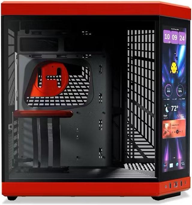Alt view image 3 of 6 - HYTE Y70 Touch Dual Chamber ATX Mid Tower Modern Aesthetic Case With Integrated 2.5K LCD Touchscreen - Black Cherry