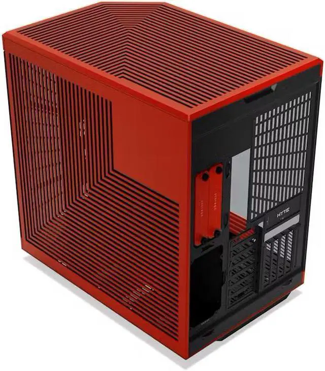 Alt view image 5 of 6 - HYTE Y70 Touch Dual Chamber ATX Mid Tower Modern Aesthetic Case With Integrated 2.5K LCD Touchscreen - Black Cherry