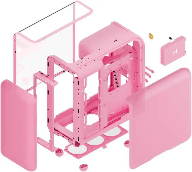 Alt view image 6 of 11 - HYTE CS-HYTE-X50G-SM Pink ABS / Steel / Tempered Glass ATX Mid Tower Case (Computer Cases - ATX Form)
