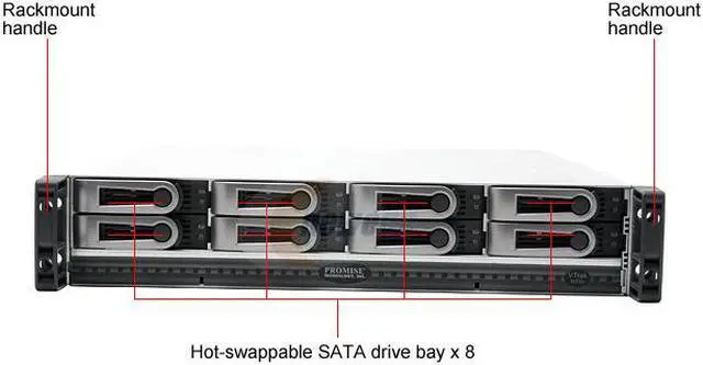Alt view image 2 of 7 - PROMISE VTrak M200i RAID 0, 1, 1E, 5, 10, 50 8 3.5" Drive Bays Dual 1 (one) Gigabit Ethernet iSCSI ports standard Gigabit Ethernet over copper cabling high-availability, high-performance 8-bay SATA RAID Storage