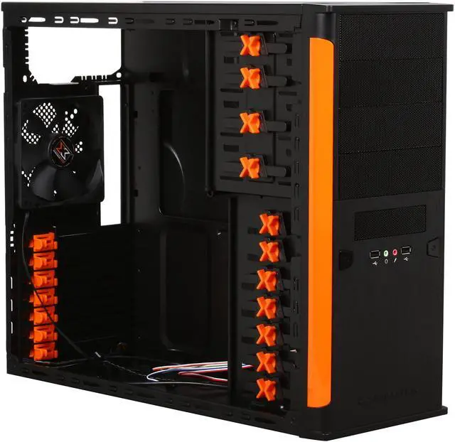 Alt view image 6 of 8 - Xigmatek ASGARD II B/O CPC-T45UE-U01 Black / Orange 0.8 mm SECC / Aluminum and Aluminum Mesh Bezel ATX Mid Tower Computer Case