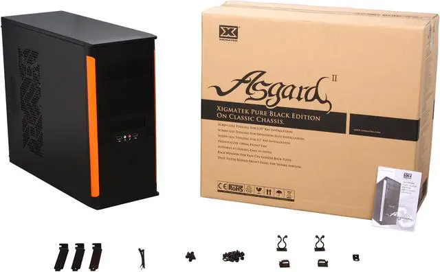 Alt view image 8 of 8 - Xigmatek ASGARD II B/O CPC-T45UE-U01 Black / Orange 0.8 mm SECC / Aluminum and Aluminum Mesh Bezel ATX Mid Tower Computer Case