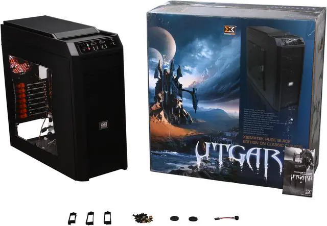 Alt view image 12 of 12 - Xigmatek Utgard Window CPC-T90DB-U02 Black Steel / Aluminum and Mesh Bezel ATX Mid Tower Computer Case