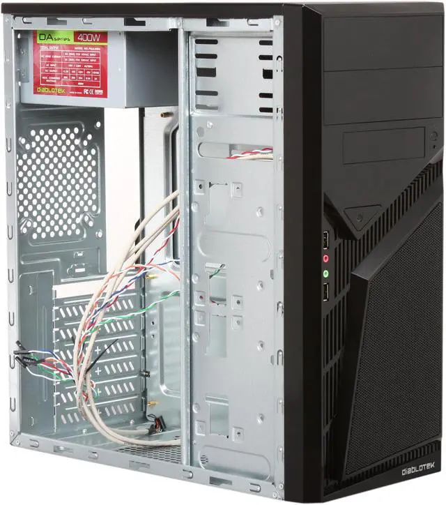 Alt view image 7 of 9 - Diablotek CPA-0170 Black SGCC Steel Diamond ATX Mid Tower Computer Case 400W Power Supply